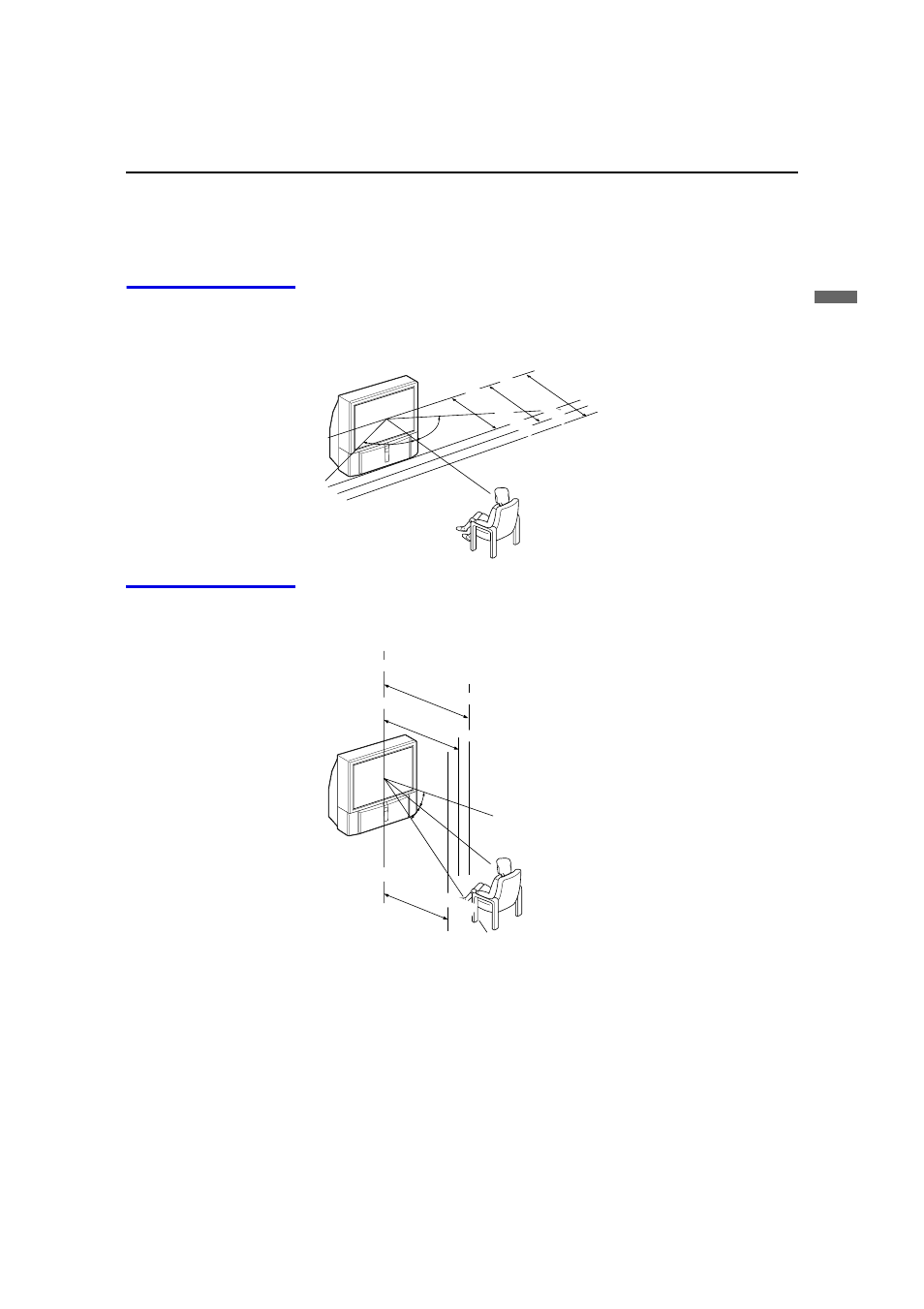 Installing the projection tv, Recommended viewing area (horizontal), Recommended viewing area (vertical) | Sony KP 53HS20 User Manual | Page 11 / 80