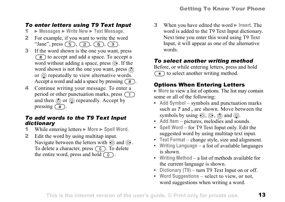 Sony K500 User Manual | Page 13 / 93