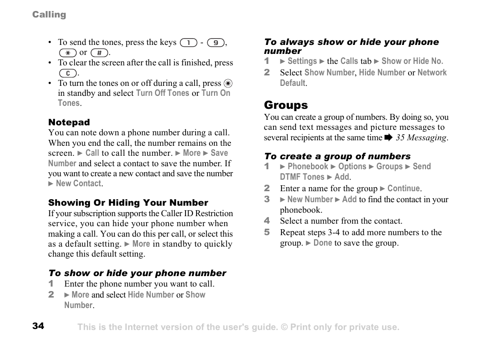 Groups | Sony K500 User Manual | Page 34 / 93