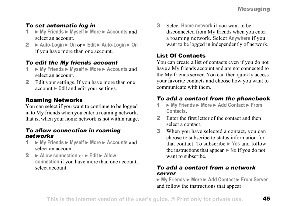 Sony K500 User Manual | Page 45 / 93