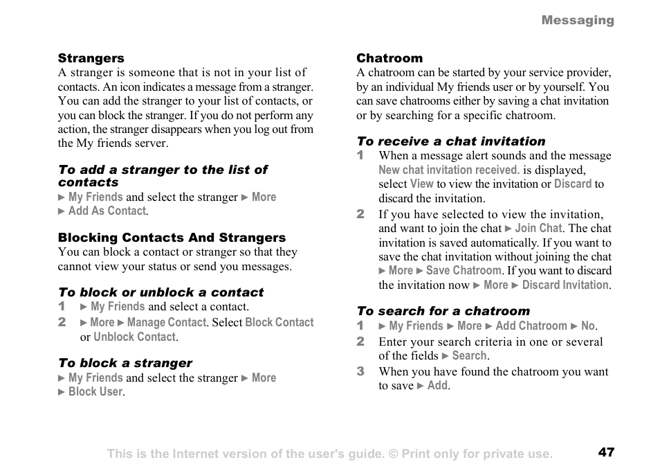 Sony K500 User Manual | Page 47 / 93