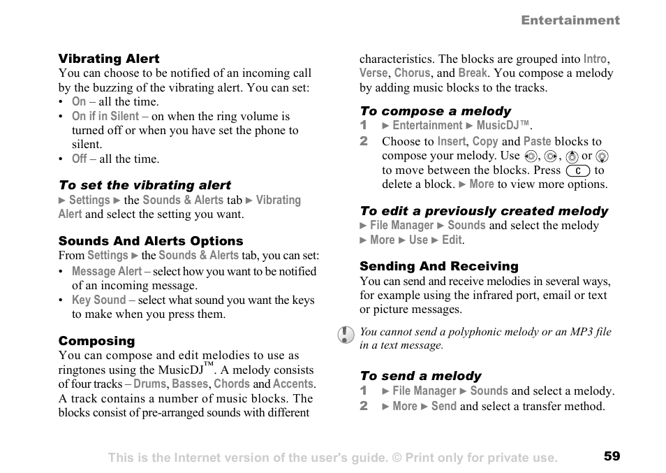 Sony K500 User Manual | Page 59 / 93