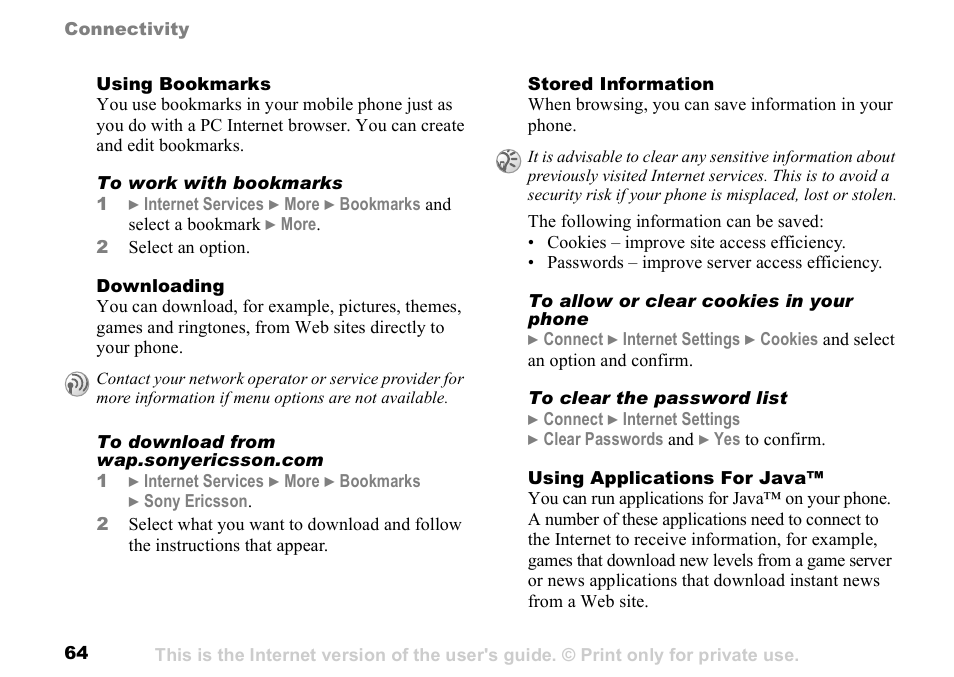 Sony K500 User Manual | Page 64 / 93