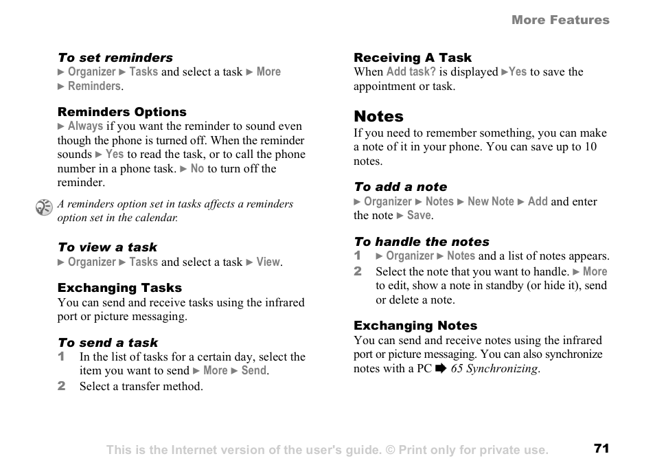 Sony K500 User Manual | Page 71 / 93