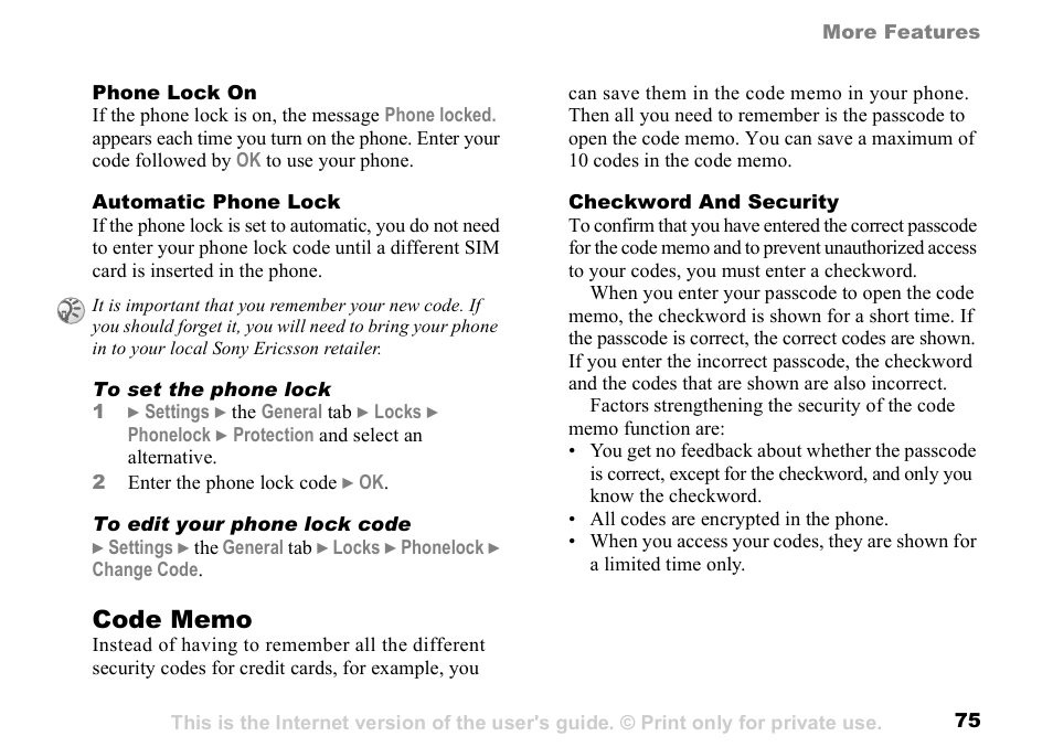 Sony K500 User Manual | Page 75 / 93