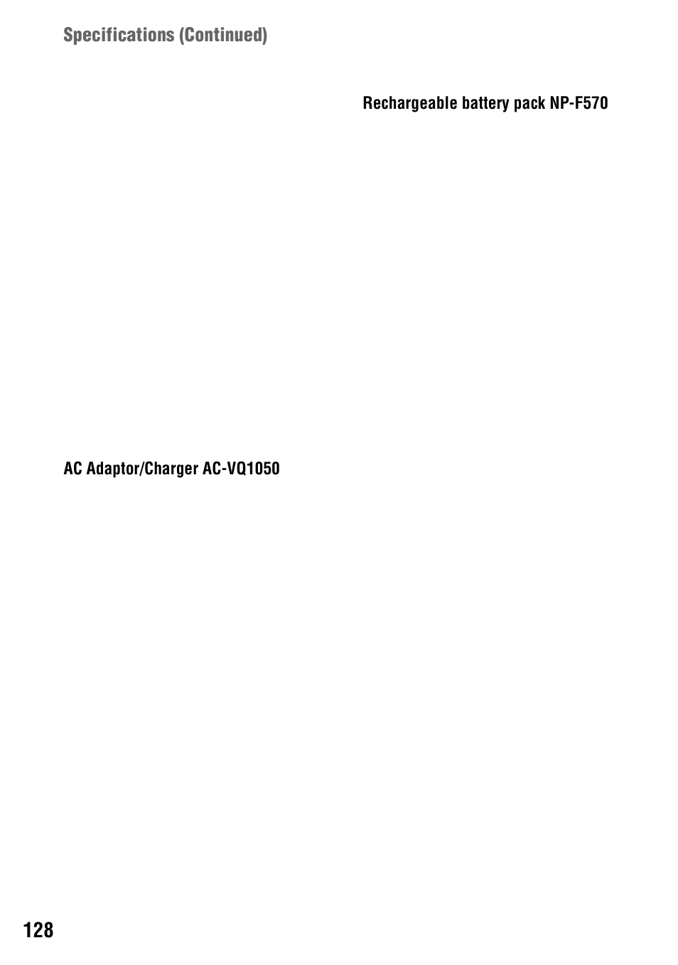 Specifications (continued) | Sony 4-114-858-12(1) User Manual | Page 128 / 143