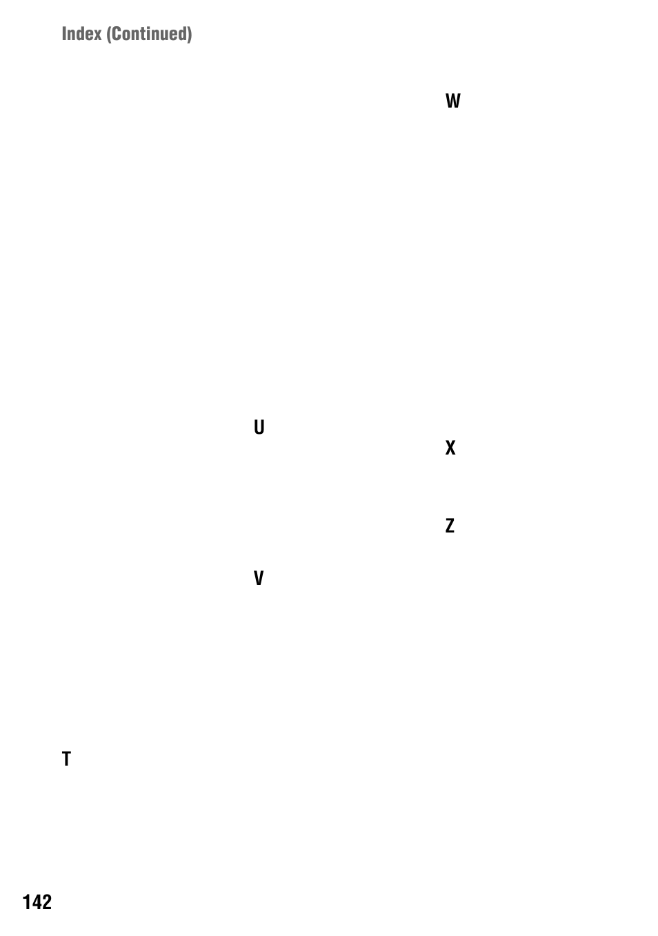 Index (continued) | Sony 4-114-858-12(1) User Manual | Page 142 / 143
