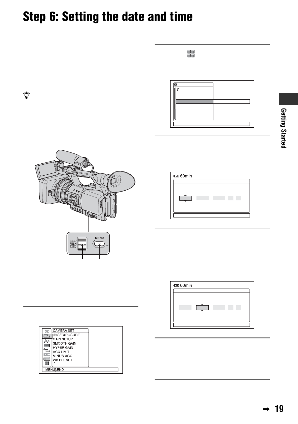 Step 6: setting the date and time | Sony 4-114-858-12(1) User Manual | Page 19 / 143