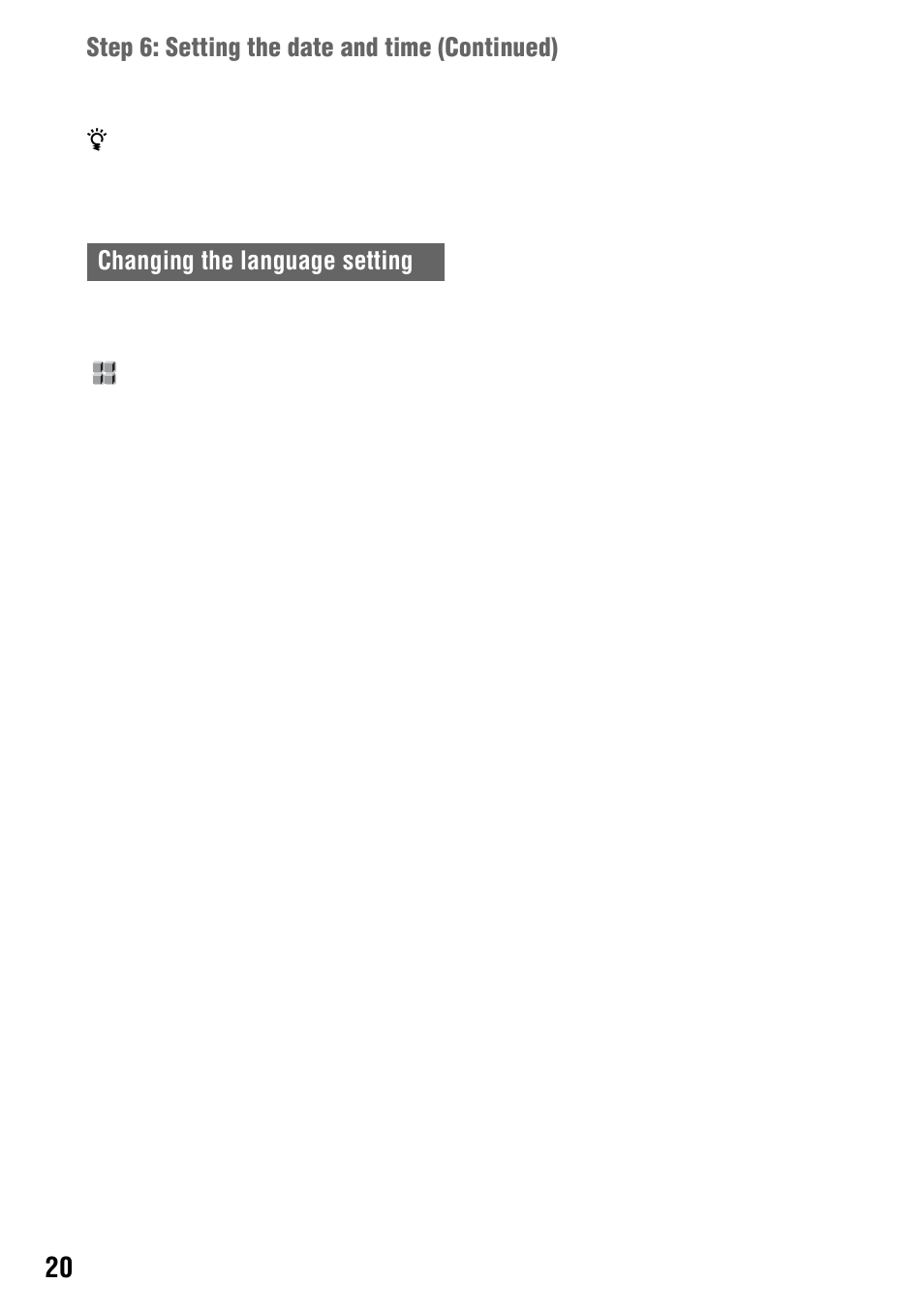 Changing the language setting | Sony 4-114-858-12(1) User Manual | Page 20 / 143