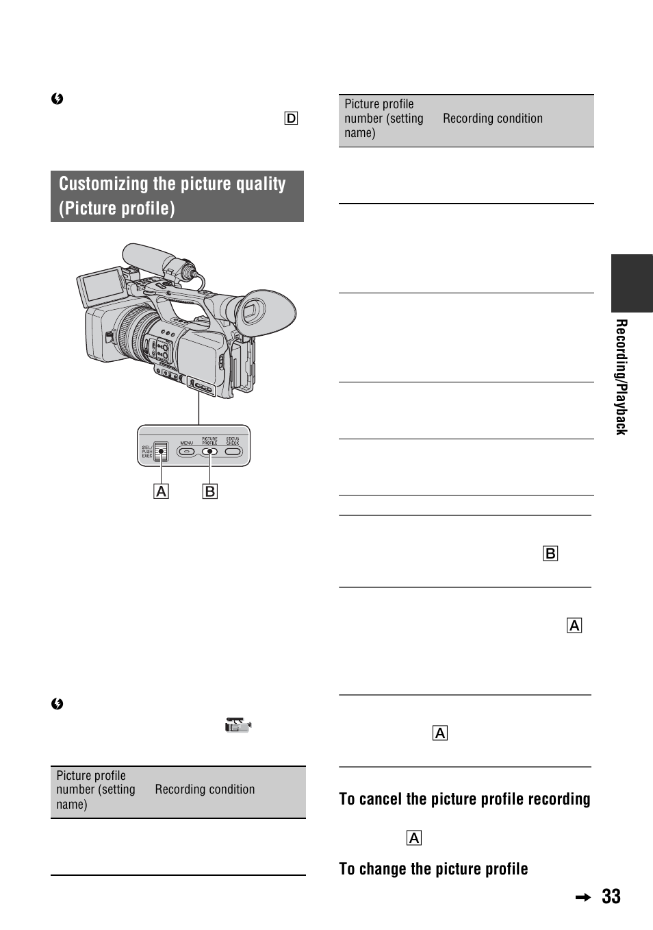 Customizing the picture quality (picture profile) | Sony 4-114-858-12(1) User Manual | Page 33 / 143