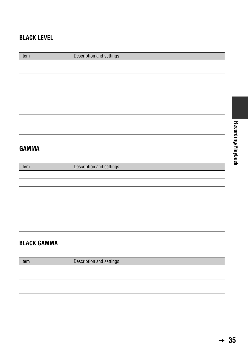 Black level, Gamma, Black gamma | Sony 4-114-858-12(1) User Manual | Page 35 / 143