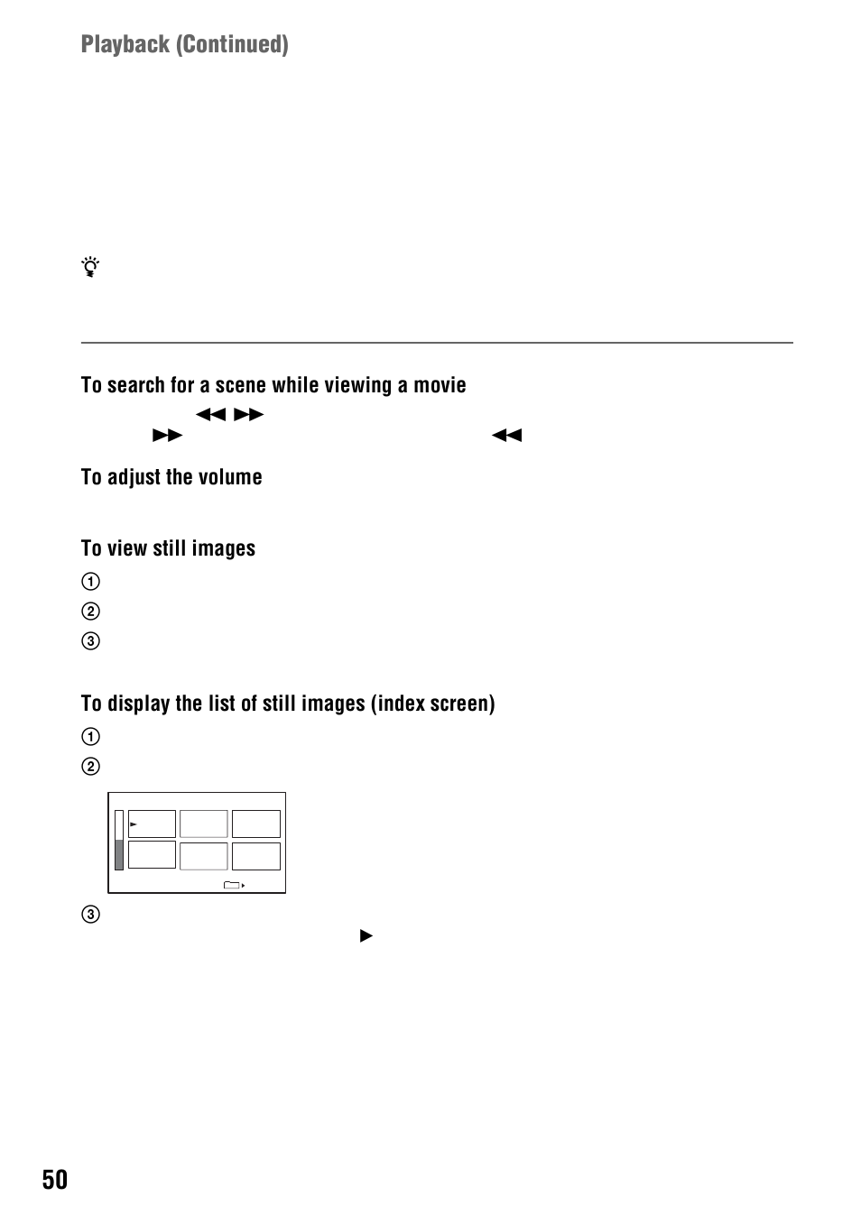 Playback ( continued) | Sony 4-114-858-12(1) User Manual | Page 50 / 143