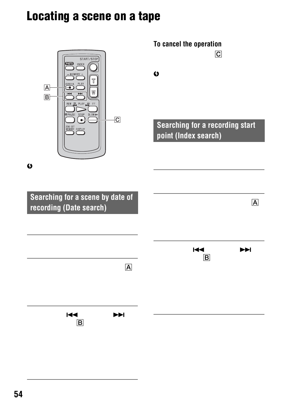 Locating a scene on a tape | Sony 4-114-858-12(1) User Manual | Page 54 / 143