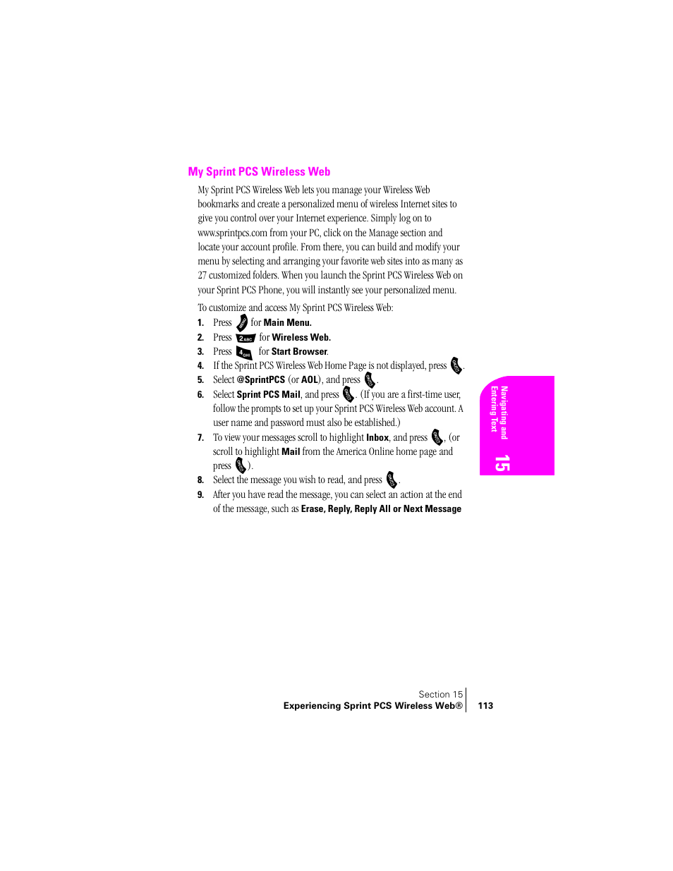 My sprint pcs wireless web | Samsung SPH-A460 User Manual | Page 113 / 159