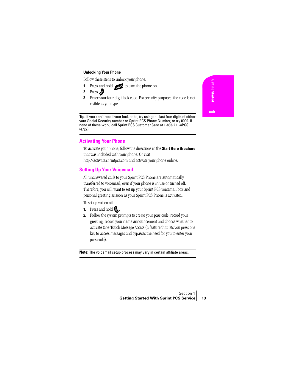 Unlocking your phone, Activating your phone, Setting up your voicemail | Samsung SPH-A460 User Manual | Page 13 / 159