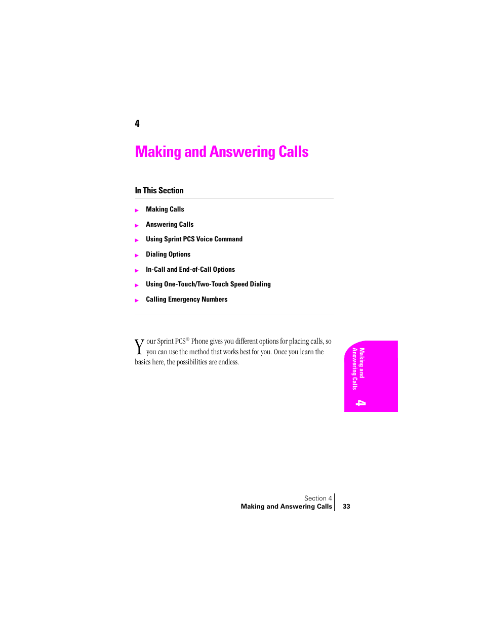 Making and answering calls | Samsung SPH-A460 User Manual | Page 33 / 159