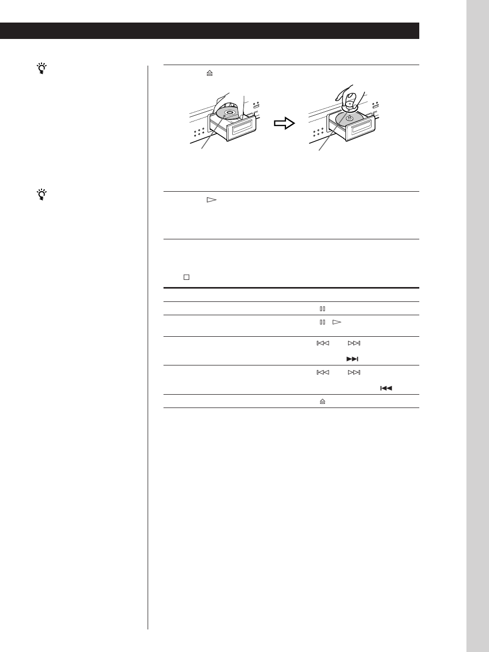 Procedimientos iniciales operaciones bàsicas, Operaciones bàsicas para detener la reproducción | Sony CDP-XA30ES User Manual | Page 63 / 112