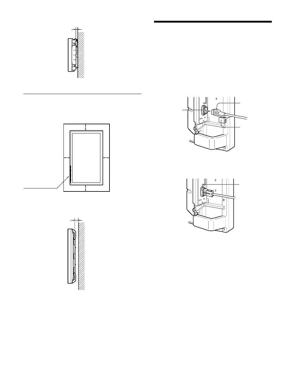 Conexiones, Conexi溶 del cable de alimentaci溶 de ca, Ejemplo de conexi溶 | Conexión del cable de alimentación de ca, Ejemplo de conexión, Colgado en la pared: verticalmente | Sony 500A3WE User Manual | Page 134 / 244