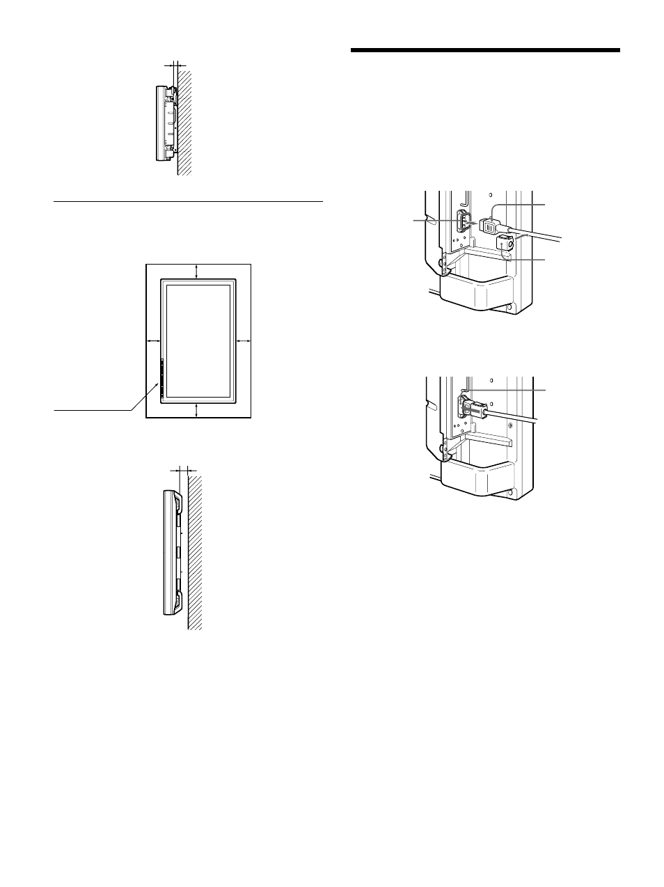 Connections, Connecting the ac power cord, Connection example | Hooked on the wall: vertically | Sony 500A3WE User Manual | Page 14 / 244