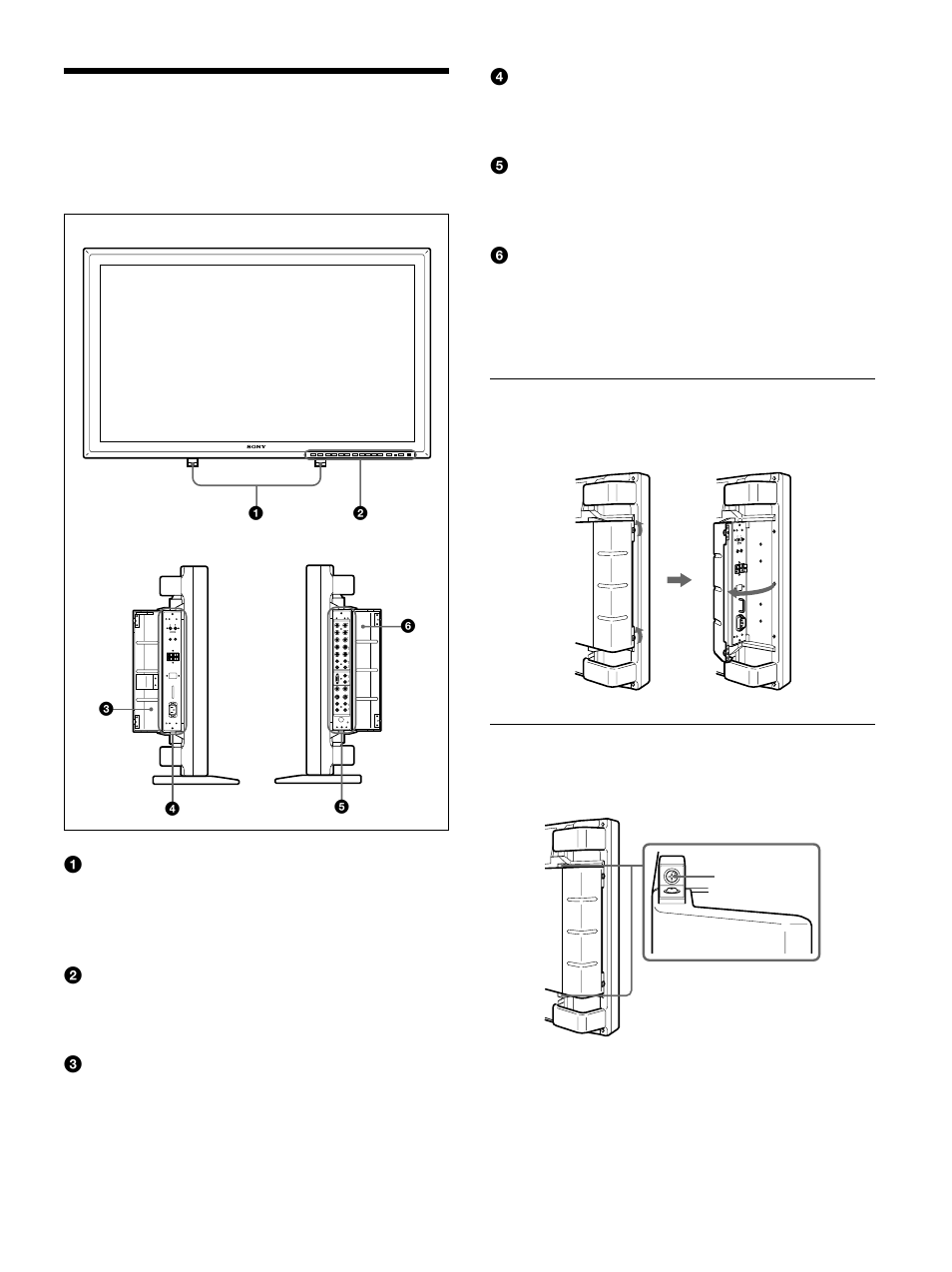 Emplacement et fonction des pi縦es et commandes, Avant / c冲市, Emplacement et fonction des pièces et commandes | Avant / côtés | Sony 500A3WE User Manual | Page 47 / 244