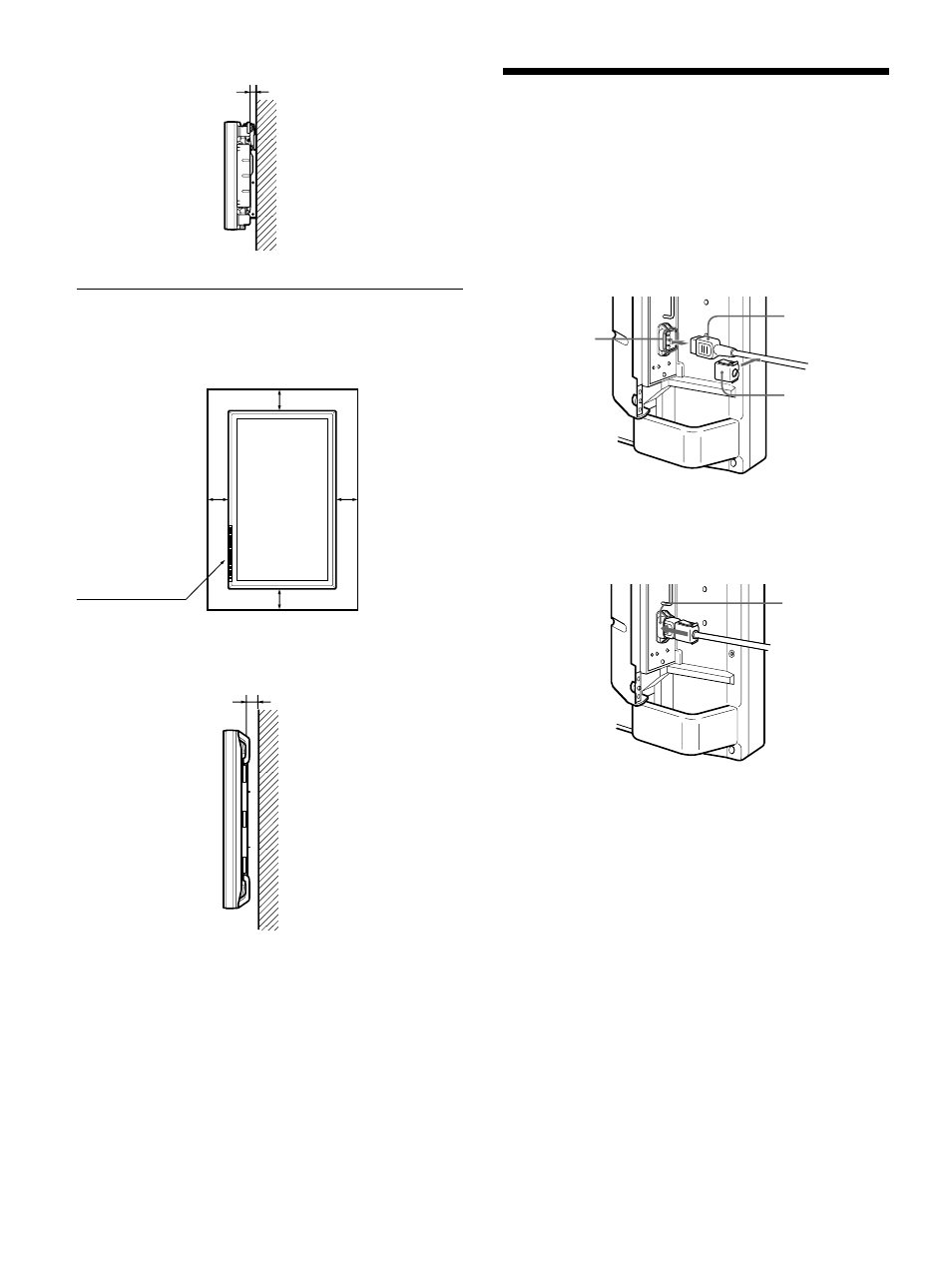 Anschlieｧen des monitors, Anschlieｧen des netzkabels, Anschließen des monitors | Anschließen des netzkabels, Anschlußbeispiel, Wandmontage vertikal | Sony 500A3WE User Manual | Page 94 / 244