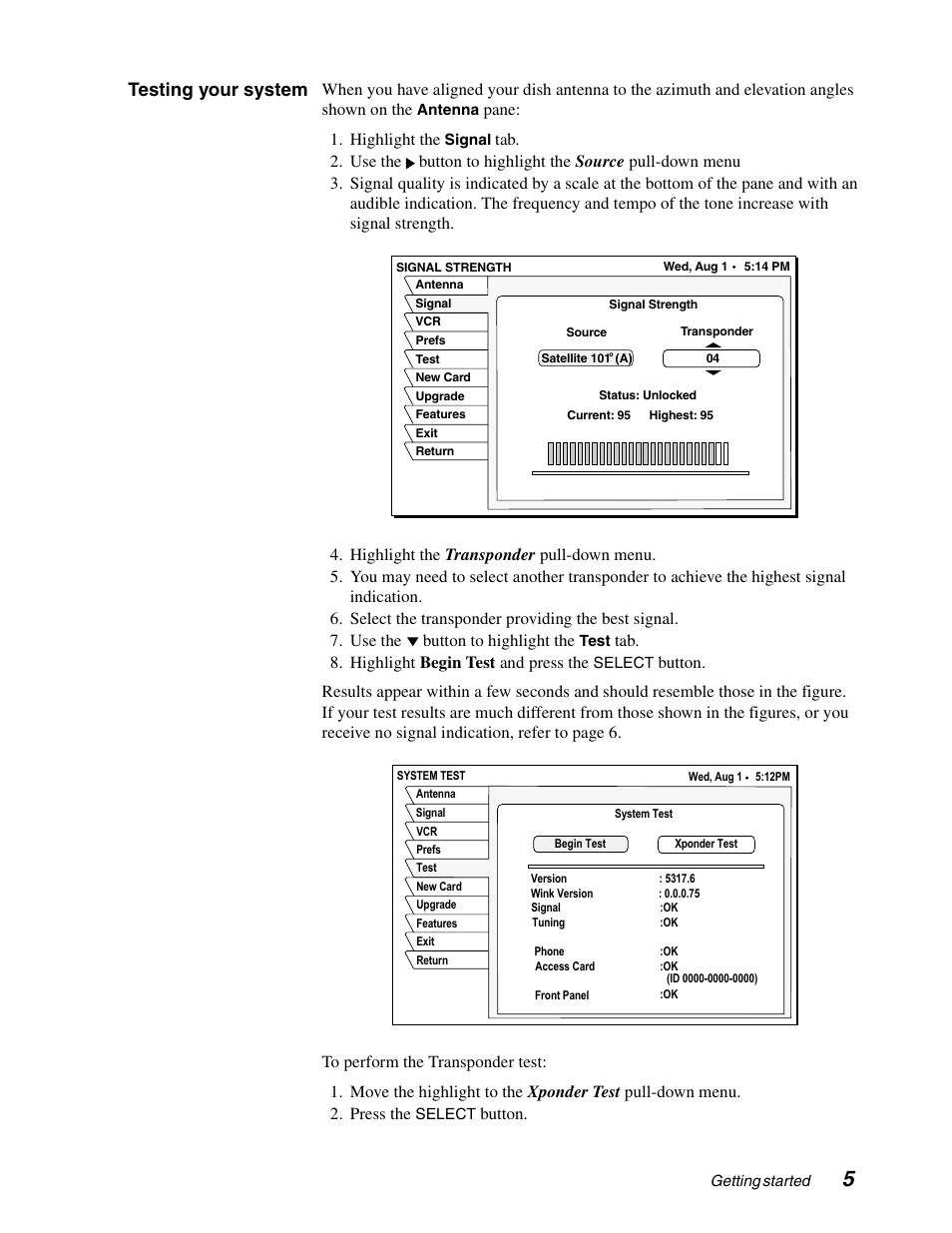 Testing your system | Sony SAT-B65A User Manual | Page 13 / 60
