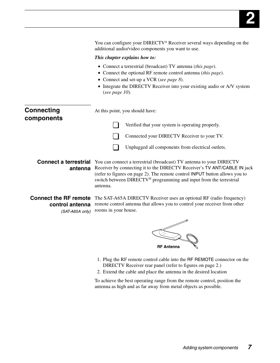 Adding system components | Sony SAT-B65A User Manual | Page 15 / 60