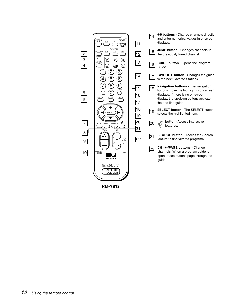 Rm-y812 | Sony SAT-B65A User Manual | Page 20 / 60