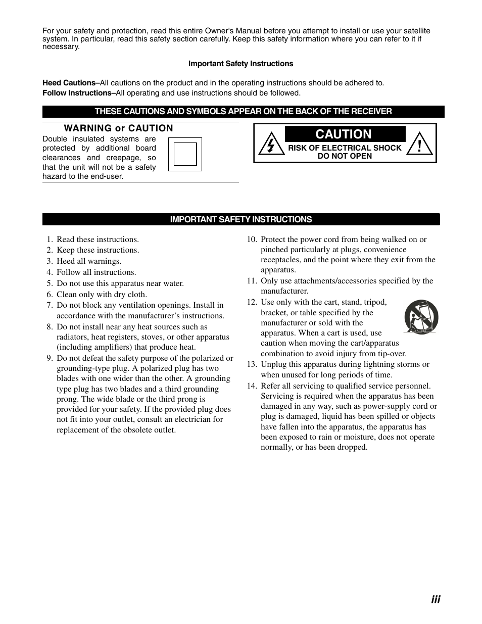 Caution | Sony SAT-B65A User Manual | Page 3 / 60