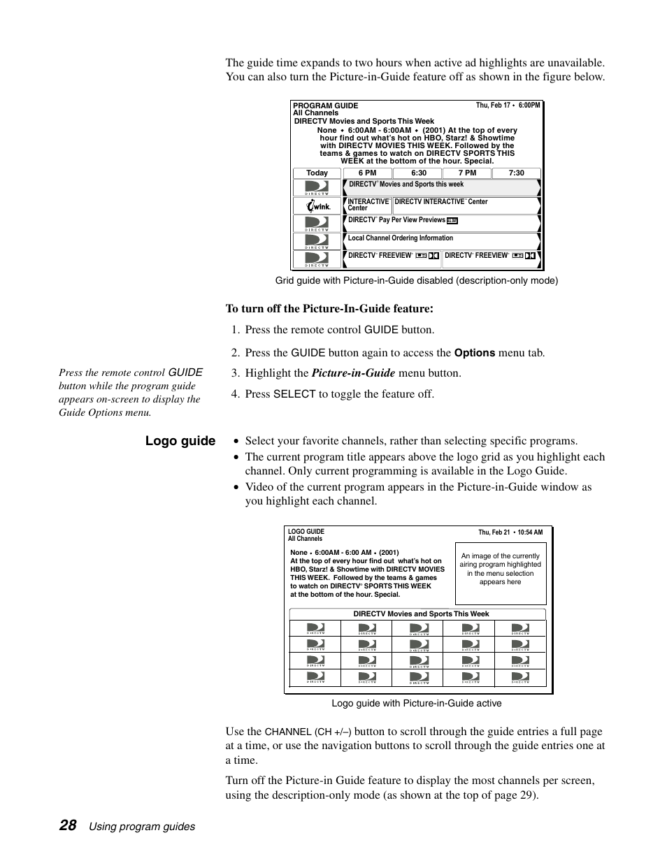 Logo guide, Button. 2. press the, Button again to access the | Menu tab | Sony SAT-B65A User Manual | Page 36 / 60