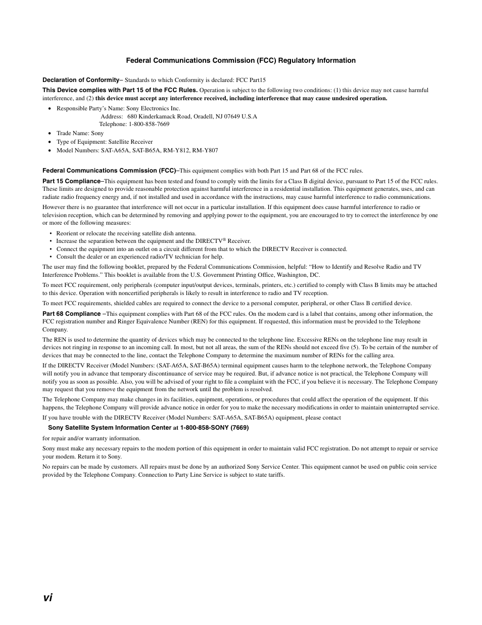 Sony SAT-B65A User Manual | Page 6 / 60