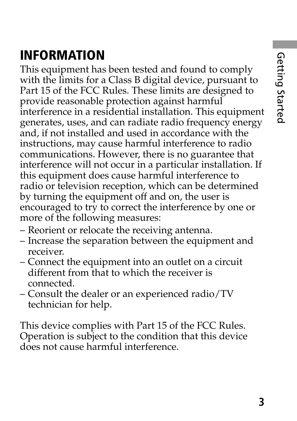 Information | Sony MP-7001 User Manual | Page 3 / 48