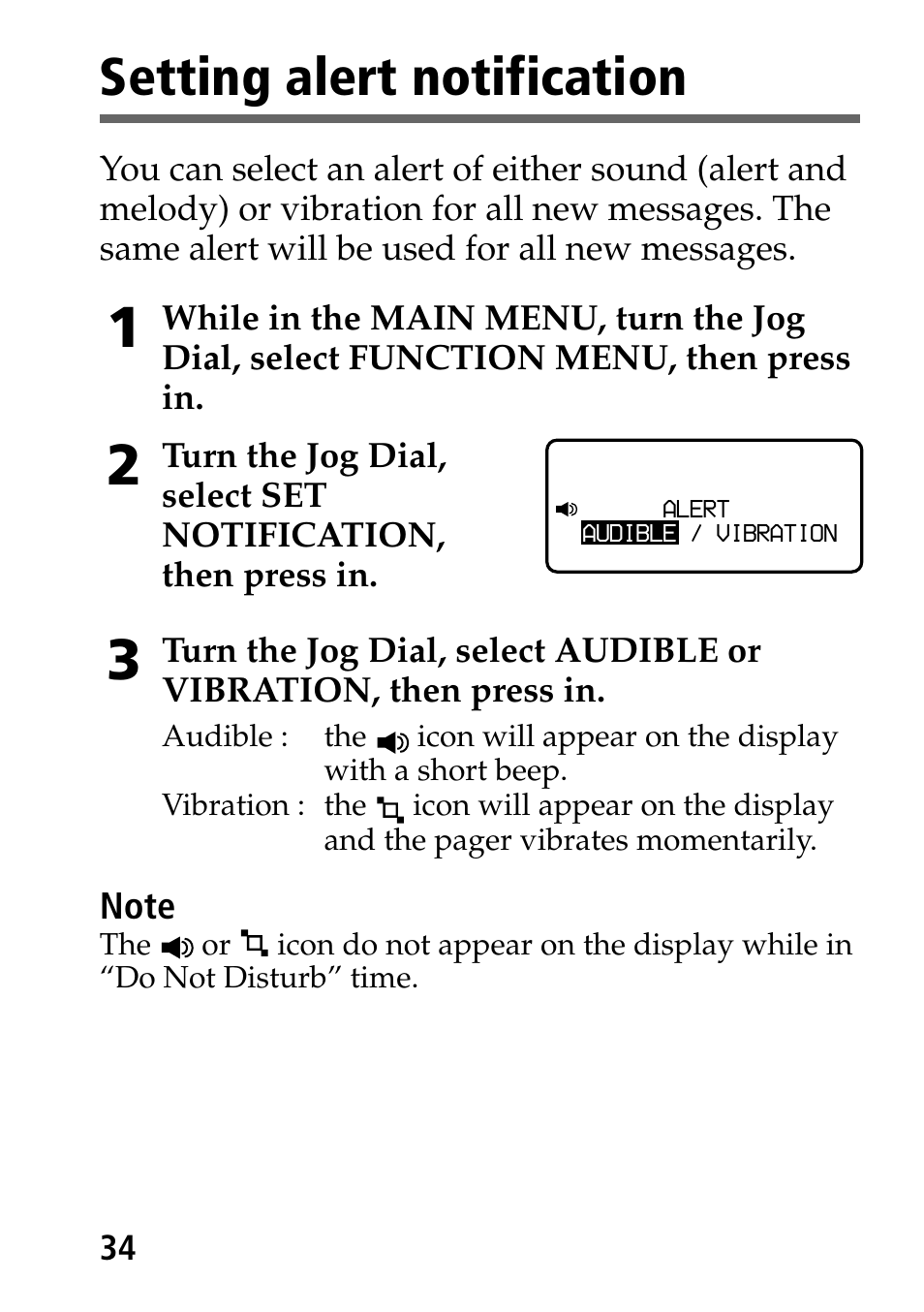 Setting alert notification | Sony MP-7001 User Manual | Page 34 / 48