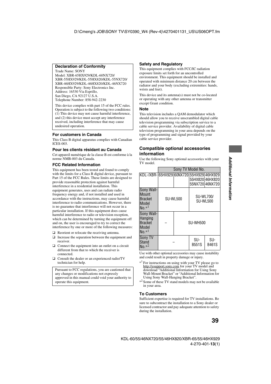 Sony XBR-65HX929 User Manual | Page 39 / 40