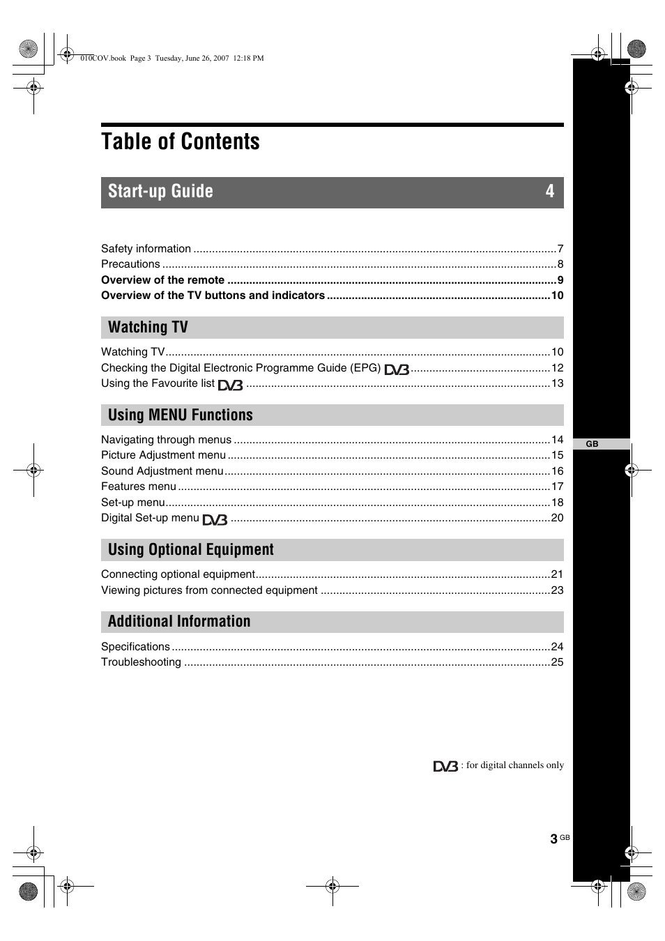 Sony Bravia KDL-26U25xx User Manual | Page 3 / 83