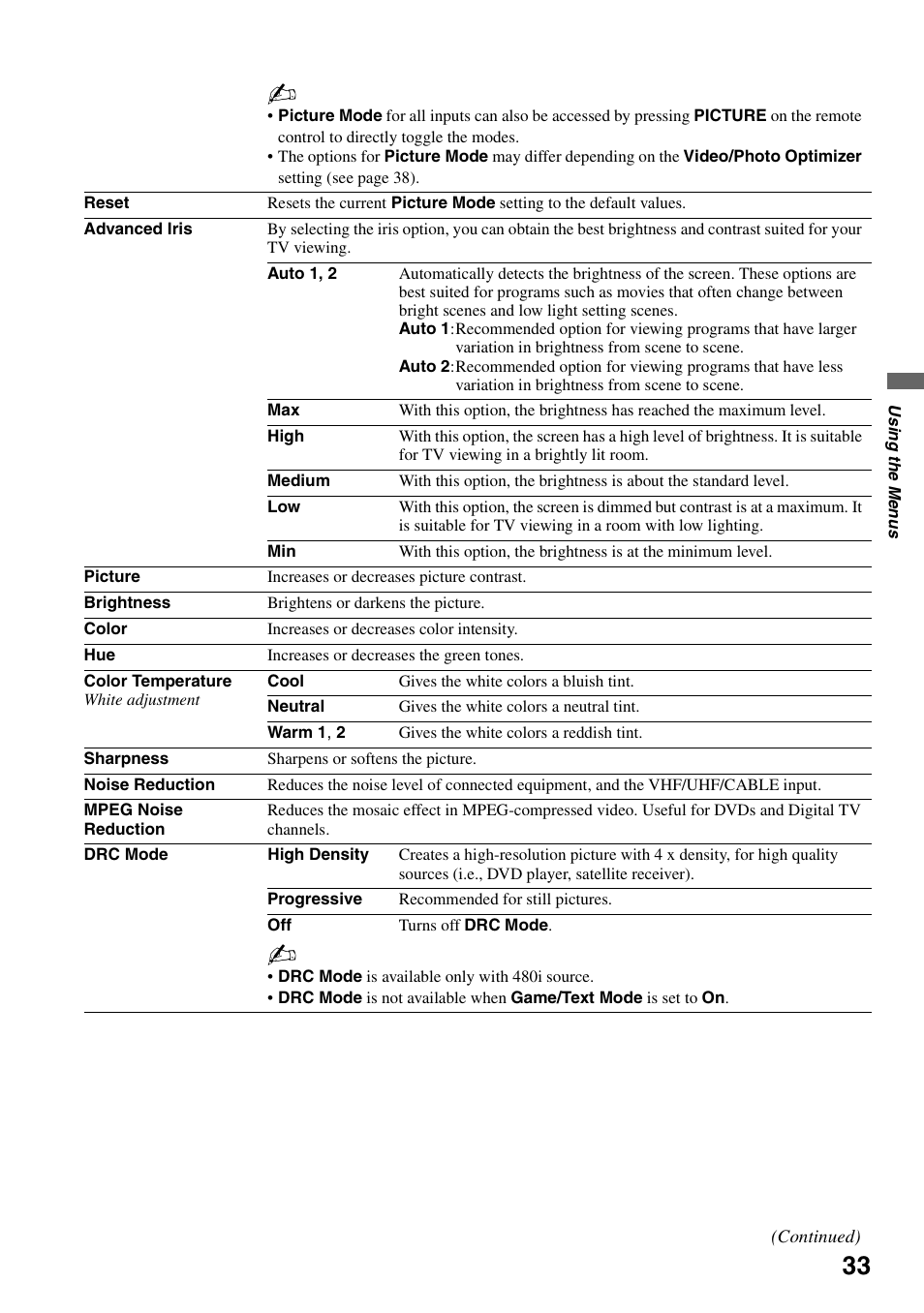 Sony Bravia KDS-55A3000 User Manual | Page 33 / 51