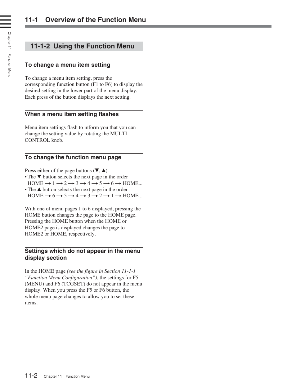 1-2 using the function menu, 1 overview of the function menu | Sony DVW-2000 User Manual | Page 100 / 155