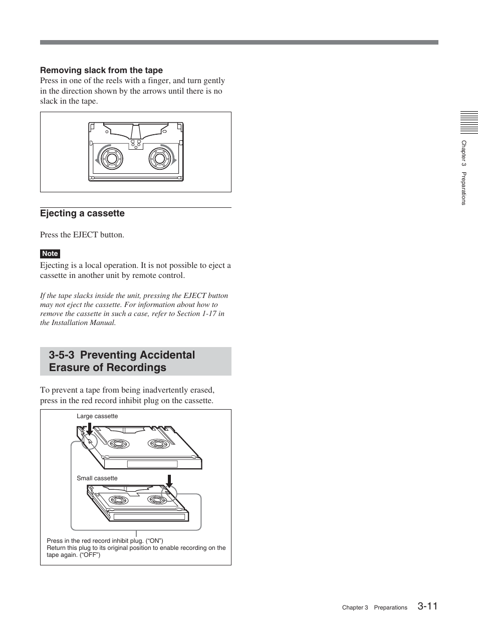 5-3 preventing accidental erasure of recordings | Sony DVW-2000 User Manual | Page 40 / 155