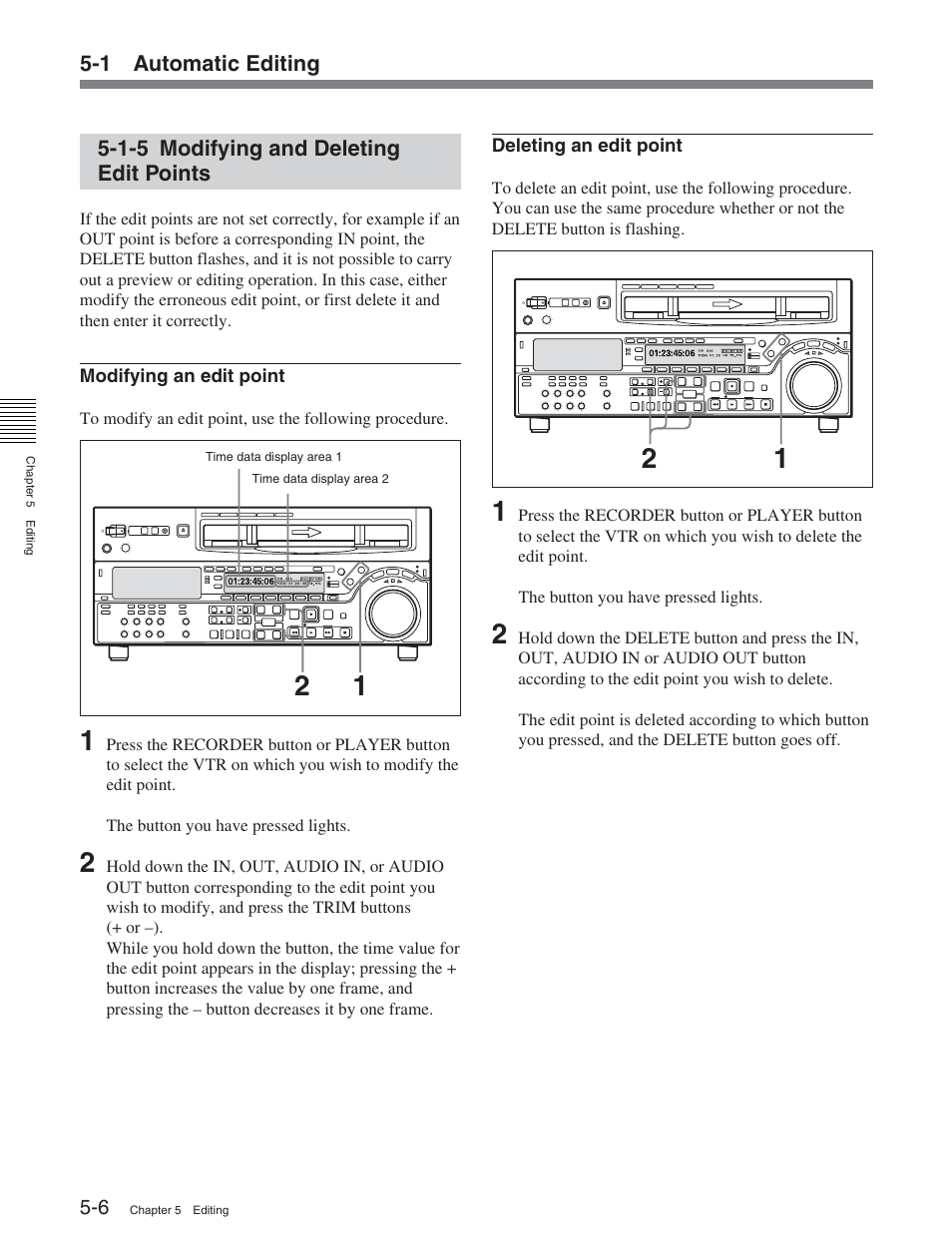 1-5 modifying and deleting edit points | Sony DVW-2000 User Manual | Page 61 / 155