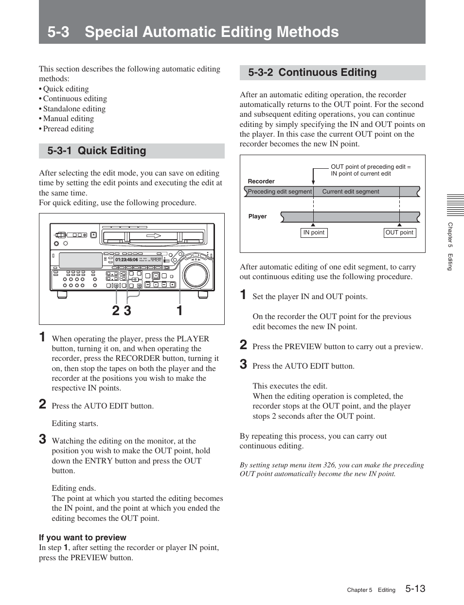 3 special automatic editing methods, 3-1 quick editing, 3-2 continuous editing | Sony DVW-2000 User Manual | Page 68 / 155