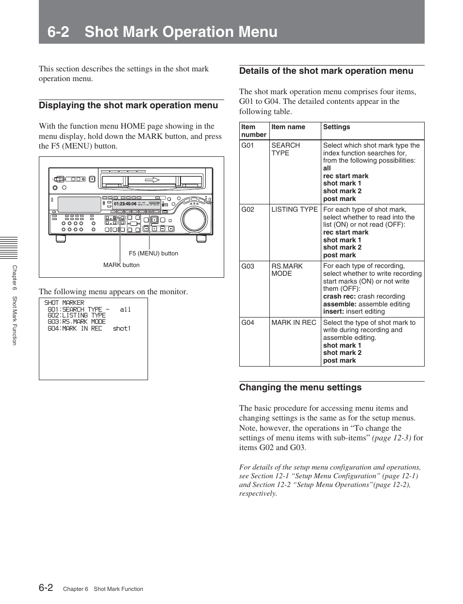 2 shot mark operation menu, 1 overview | Sony DVW-2000 User Manual | Page 72 / 155