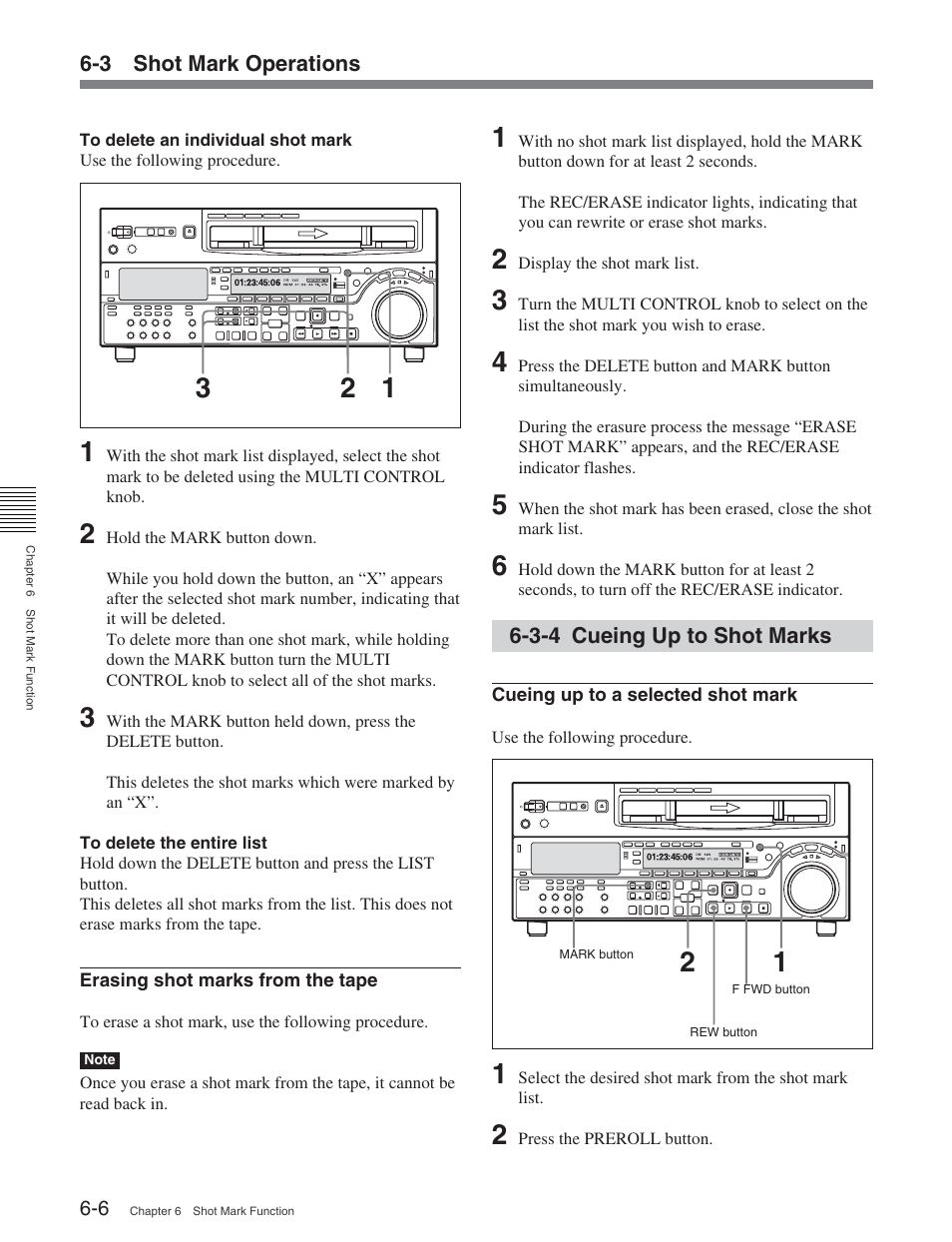 3-4 cueing up to shot marks | Sony DVW-2000 User Manual | Page 76 / 155
