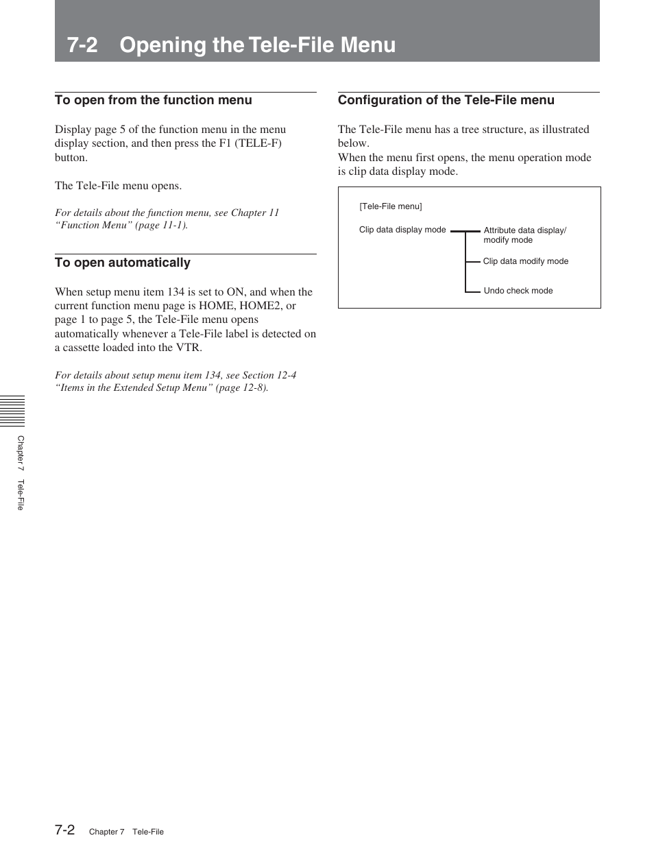 2 opening the tele-file menu, 1 overview of tele-file functions | Sony DVW-2000 User Manual | Page 80 / 155