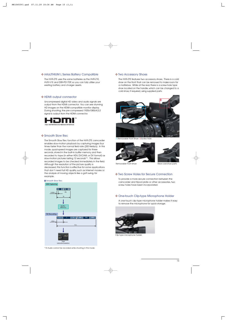Sony HVR-S270E User Manual | Page 15 / 20