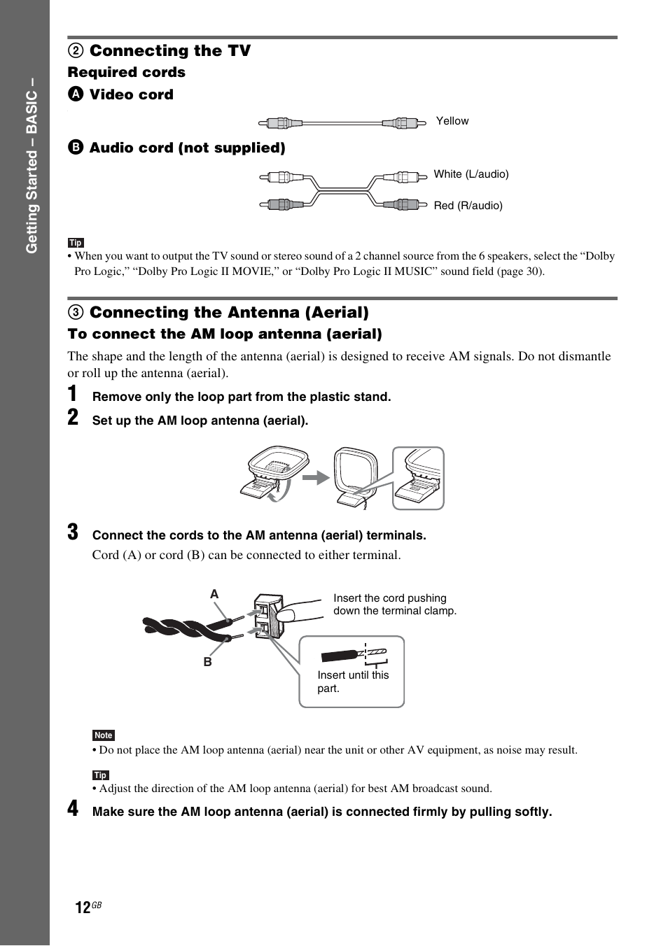 2 connecting the tv, 3 connecting the antenna (aerial) | Sony DAV-HDX265 User Manual | Page 12 / 104