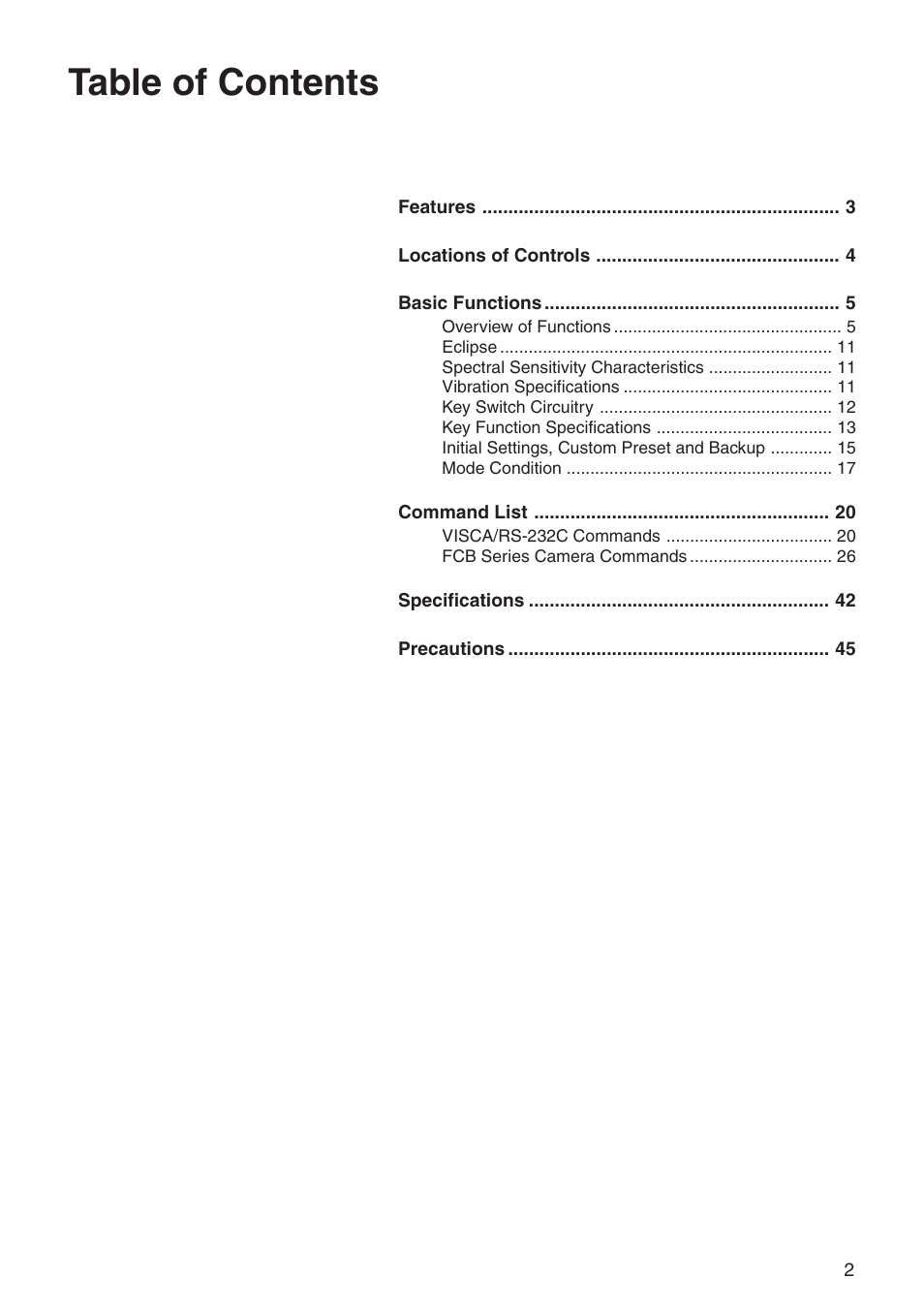 Sony FCB-IX11A User Manual | Page 2 / 45