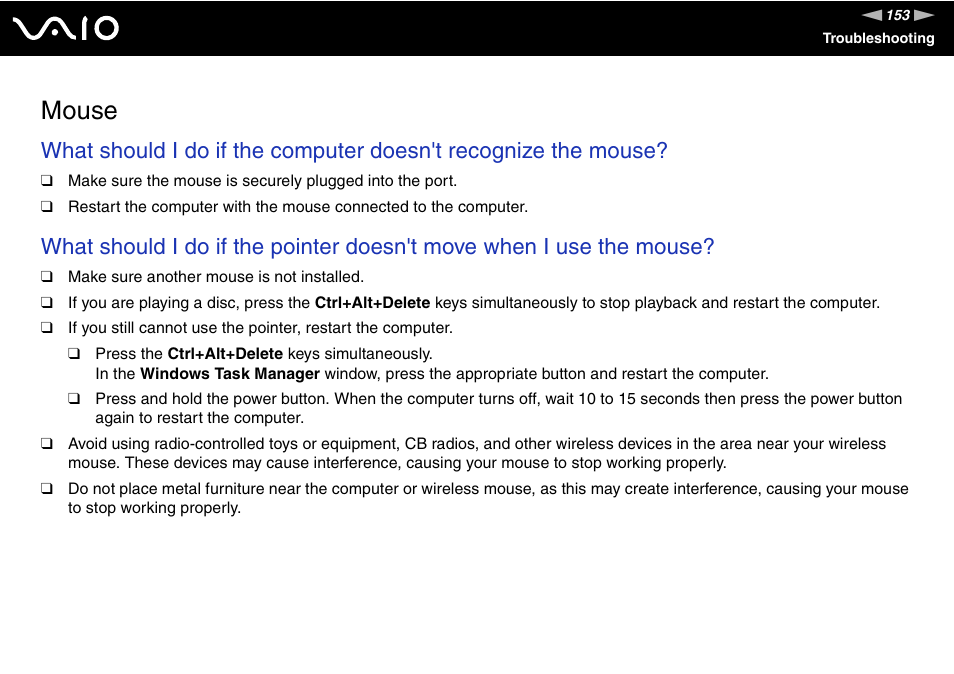 Mouse | Sony VGN-FS800 User Manual | Page 153 / 175
