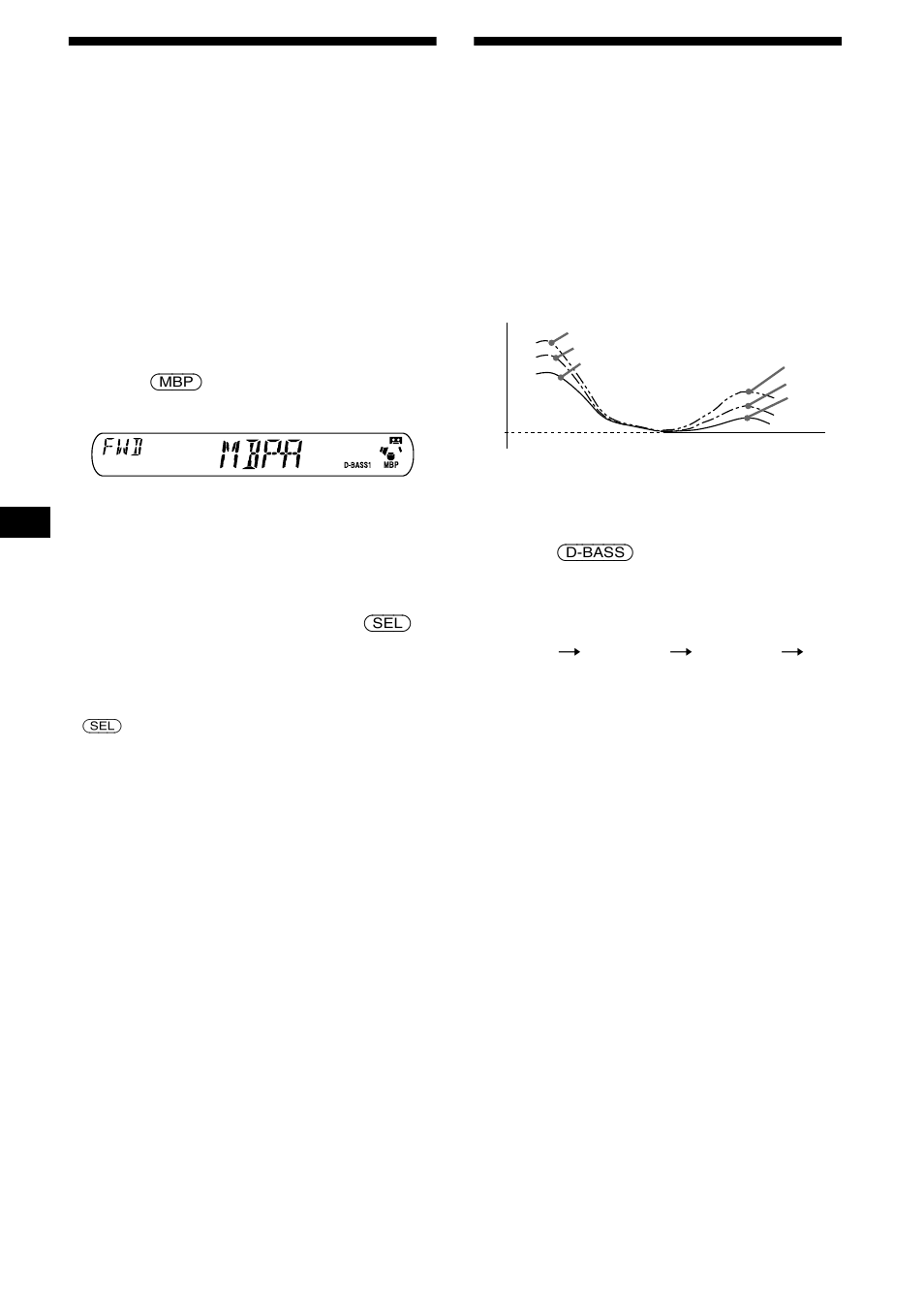 Selecting the sound position, My best sound position (mbp), Boosting the bass sound | D-bass, 12 selecting the sound position | Sony XR-CA440X User Manual | Page 12 / 60