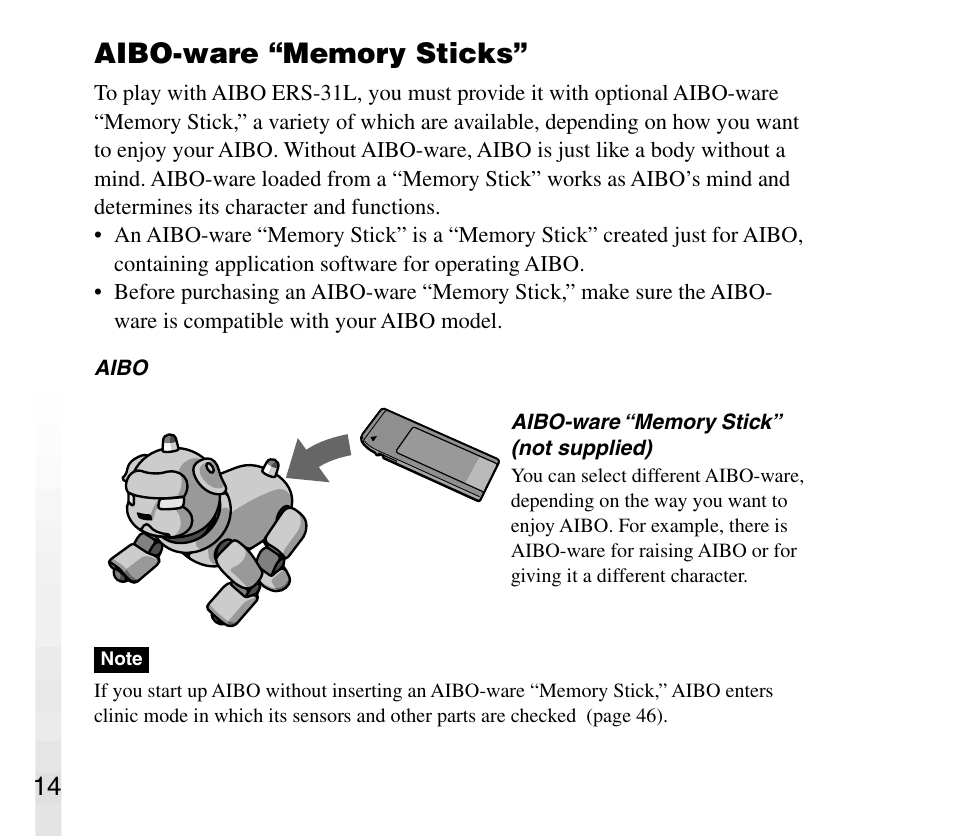 Sony AIBO ERS-31L User Manual | Page 14 / 64