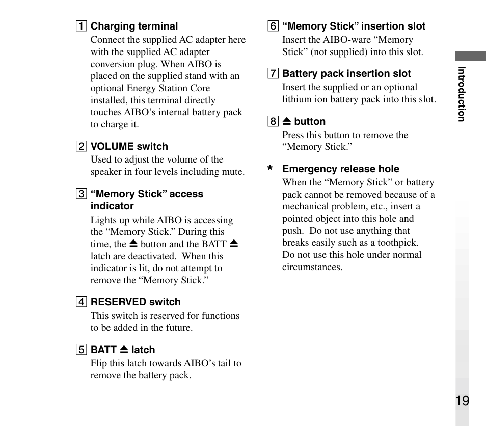 Sony AIBO ERS-31L User Manual | Page 19 / 64